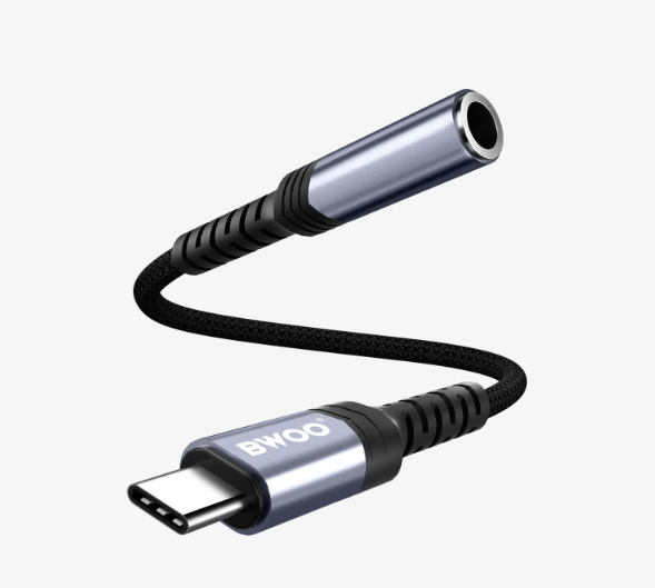 Cable Adaptador nylon de audio USB-C a AUX de 3,5 mm
