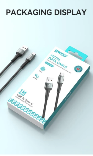 Cable cargador nylon trenzado 1M | USB-A a USB-C BWOO