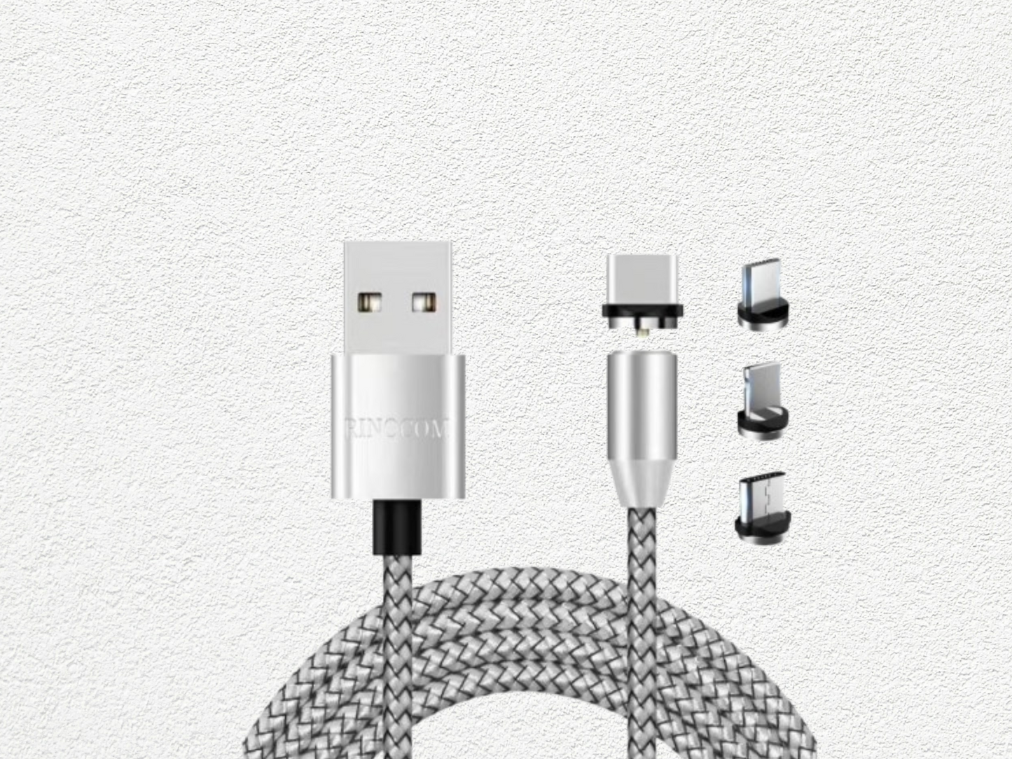 Cable De Carga Usb Magnetico 3 En 1 Plateado 1, 1 metro