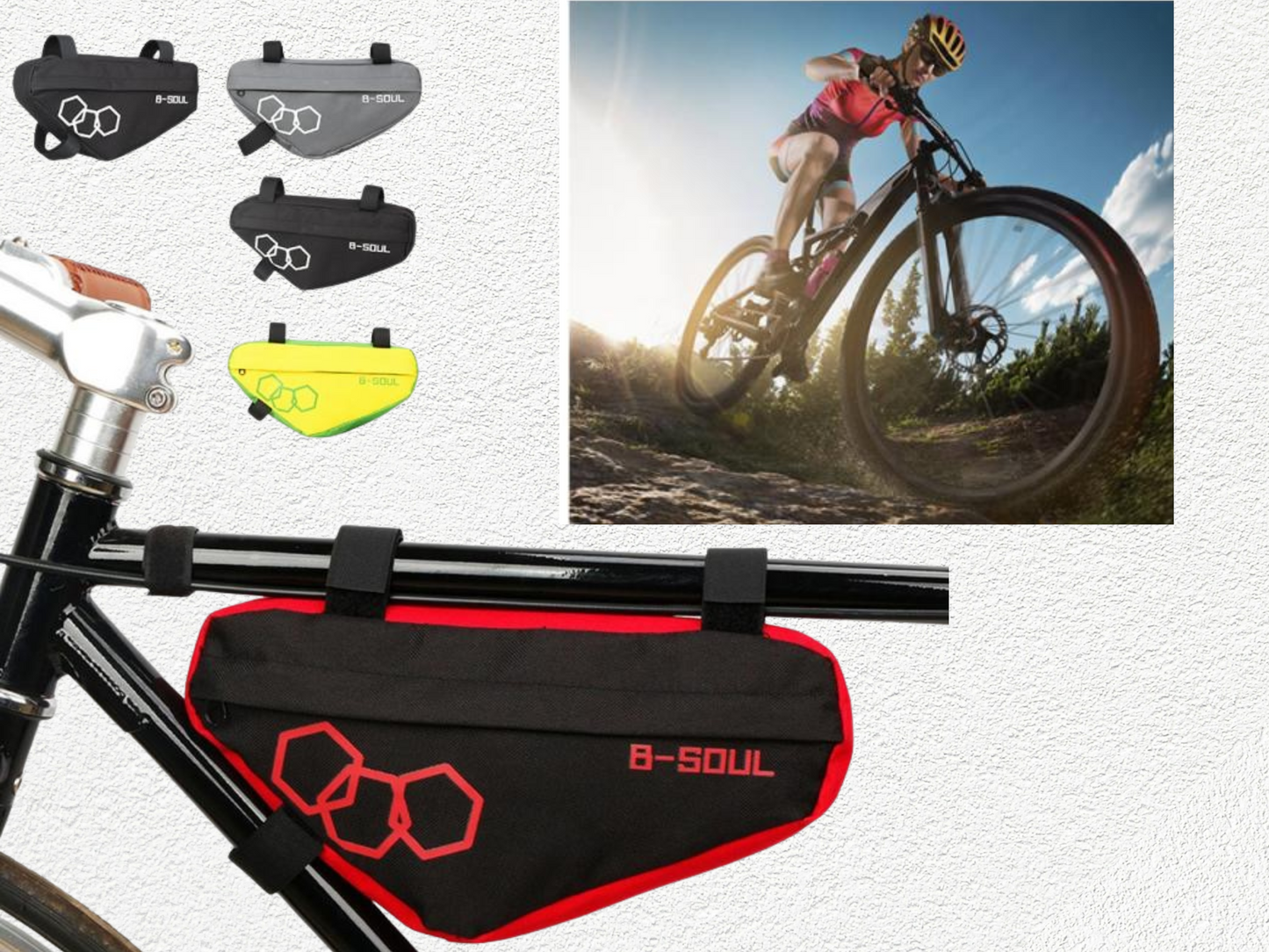 Bolsa Triangular Poliéster para cuadro de Bicicleta, resistente al agua
