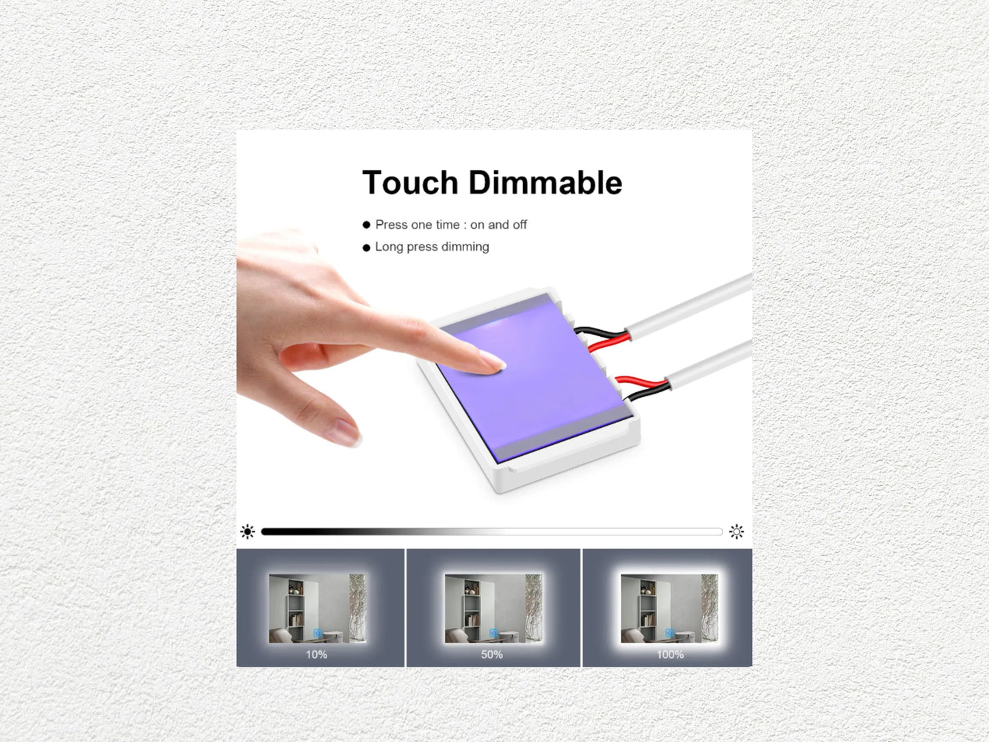 Pulsador Touch para proyecto/iluminación del hogar, Sensor táctil de espejo inteligente 12V, vidrio de 1-5mm